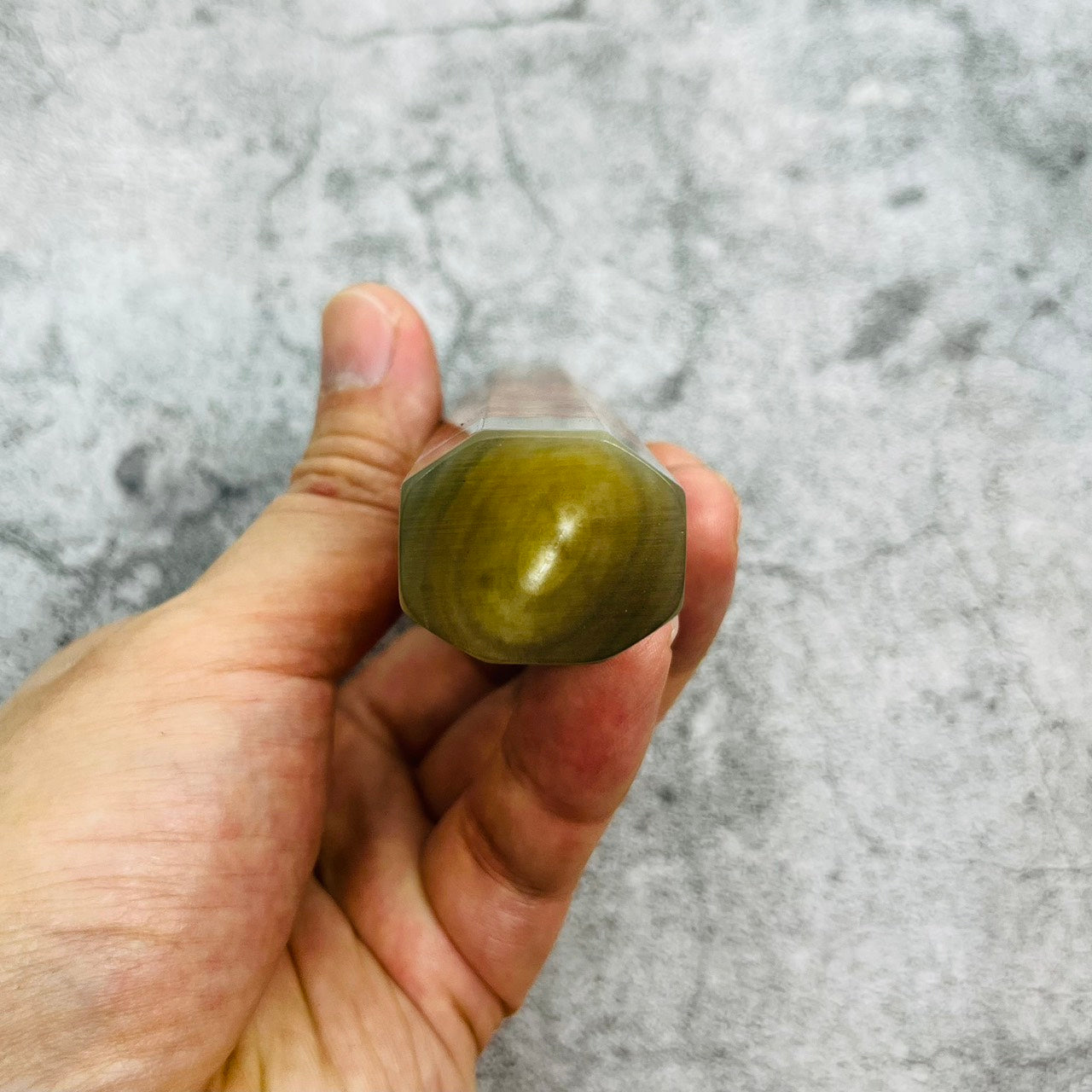 I- 4 Amboyna Burl Wa handle with marble horn ferrule, end cap - 140mm