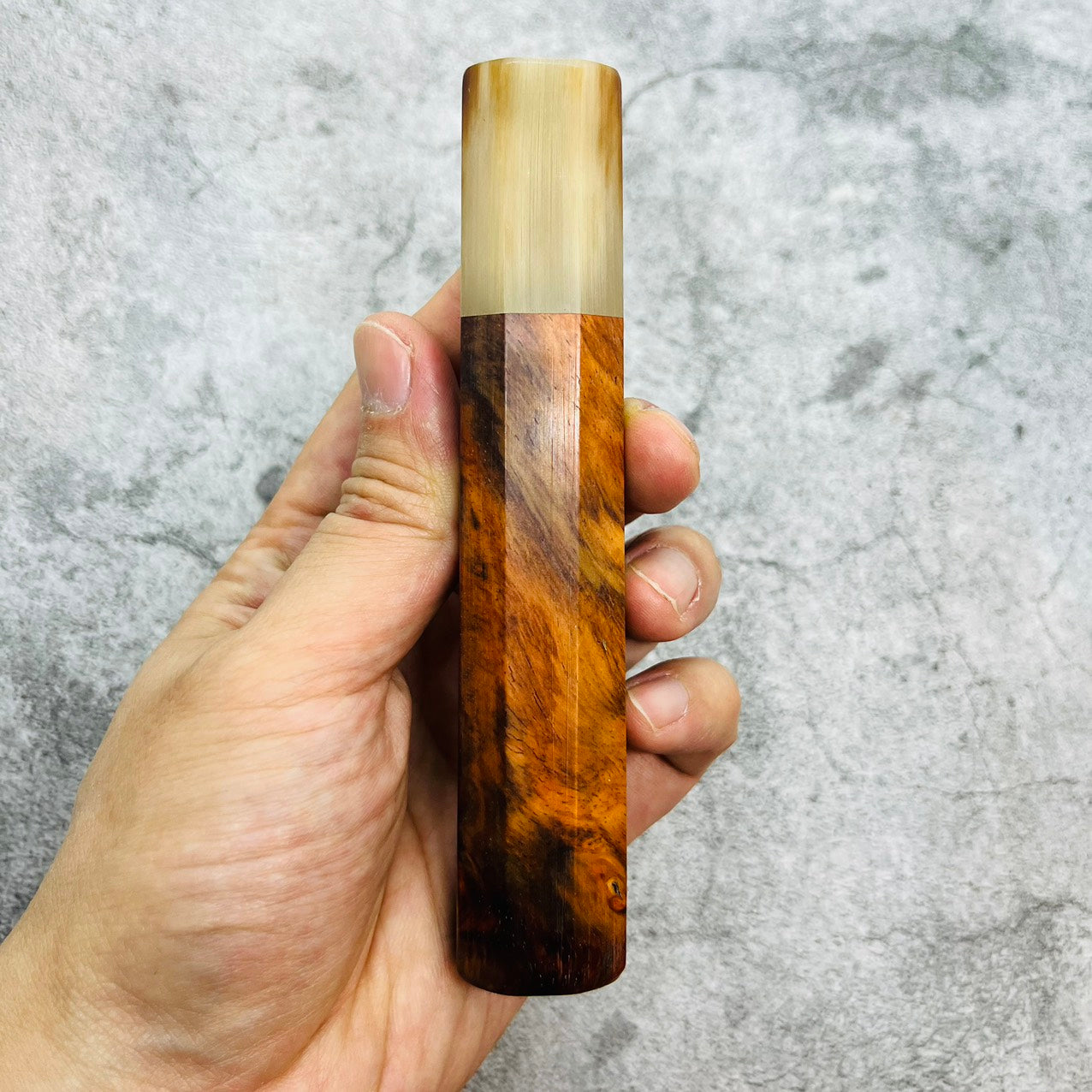 I- 3 Burl Siamese Rosewood Wa handle with marble horn ferrule - 140mm