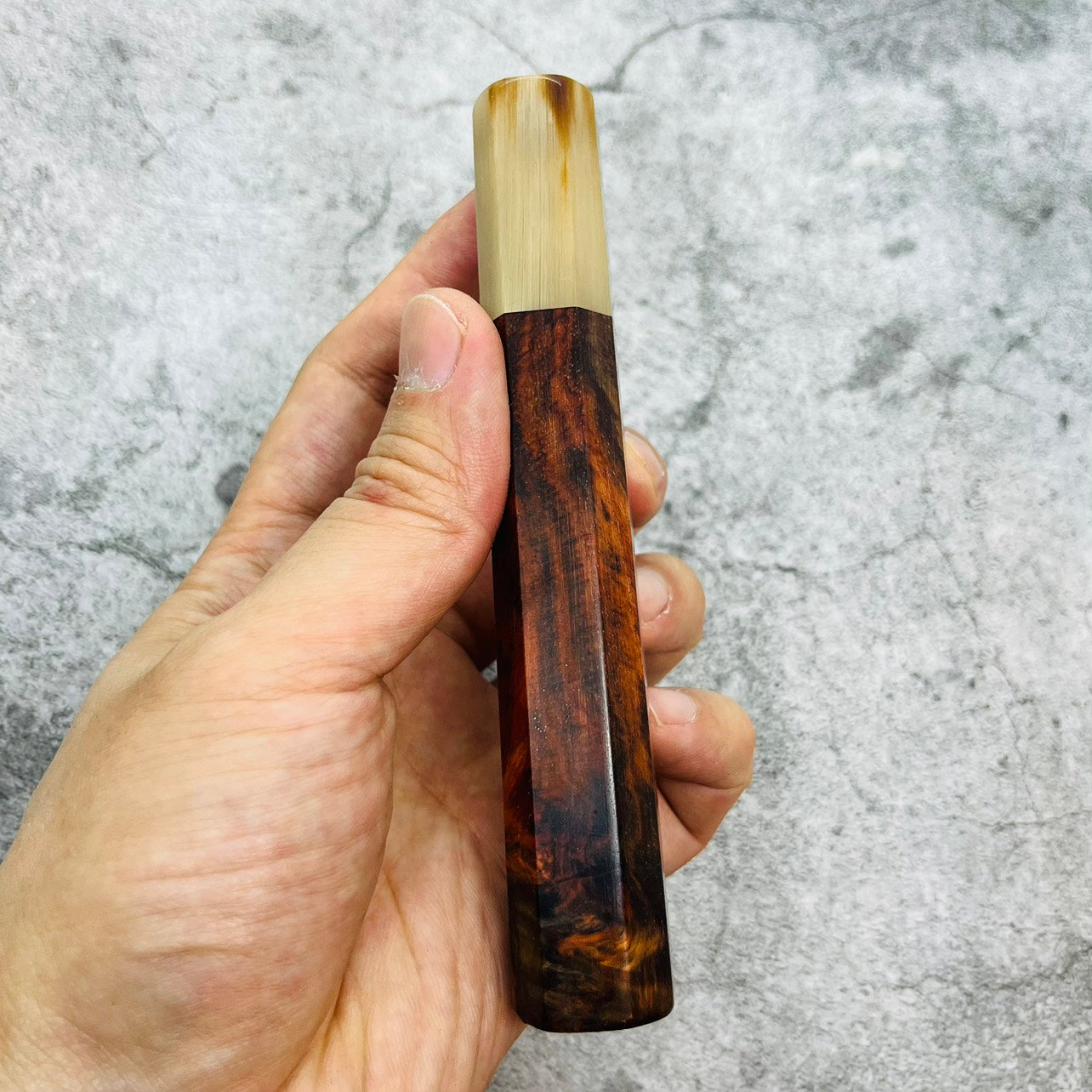 I- 3 Burl Siamese Rosewood Wa handle with marble horn ferrule - 140mm
