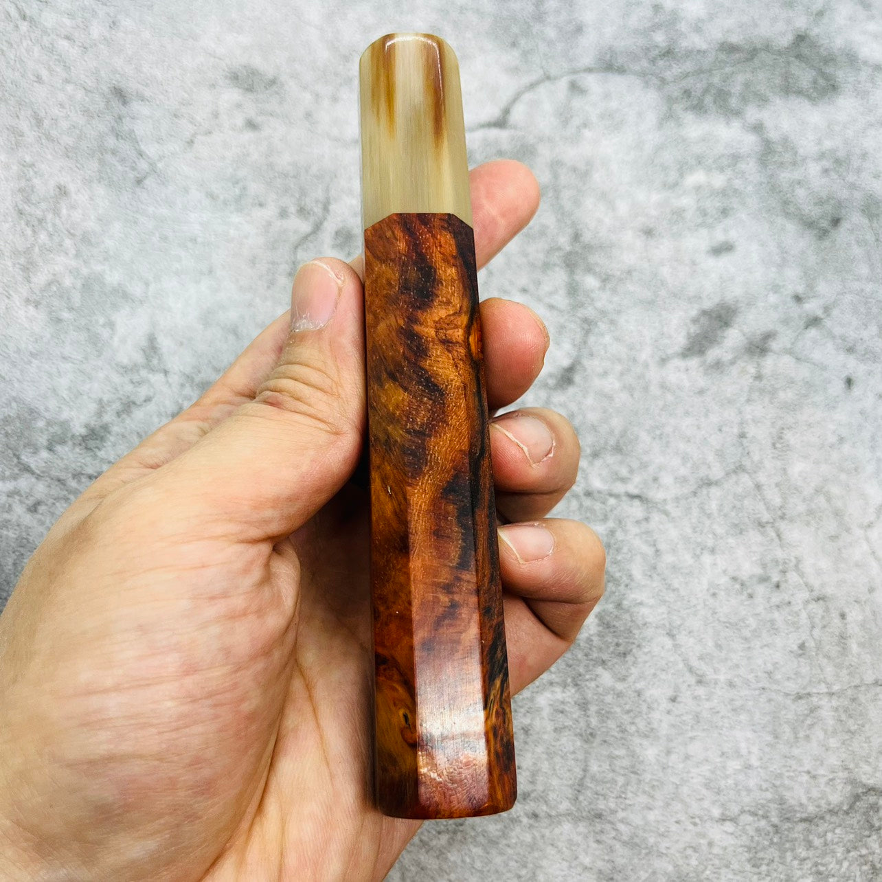 I- 3 Burl Siamese Rosewood Wa handle with marble horn ferrule - 140mm