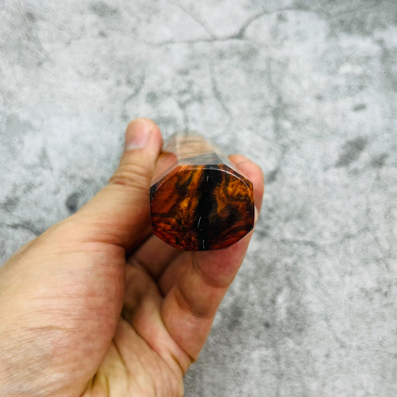 I- 3 Burl Siamese Rosewood Wa handle with marble horn ferrule - 140mm