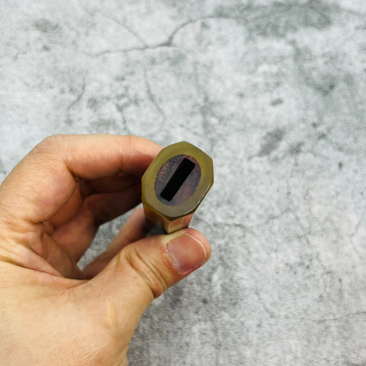 I- 12 Two tone Siamese Rosewood Wa handle with marble horn ferrule - 140mm