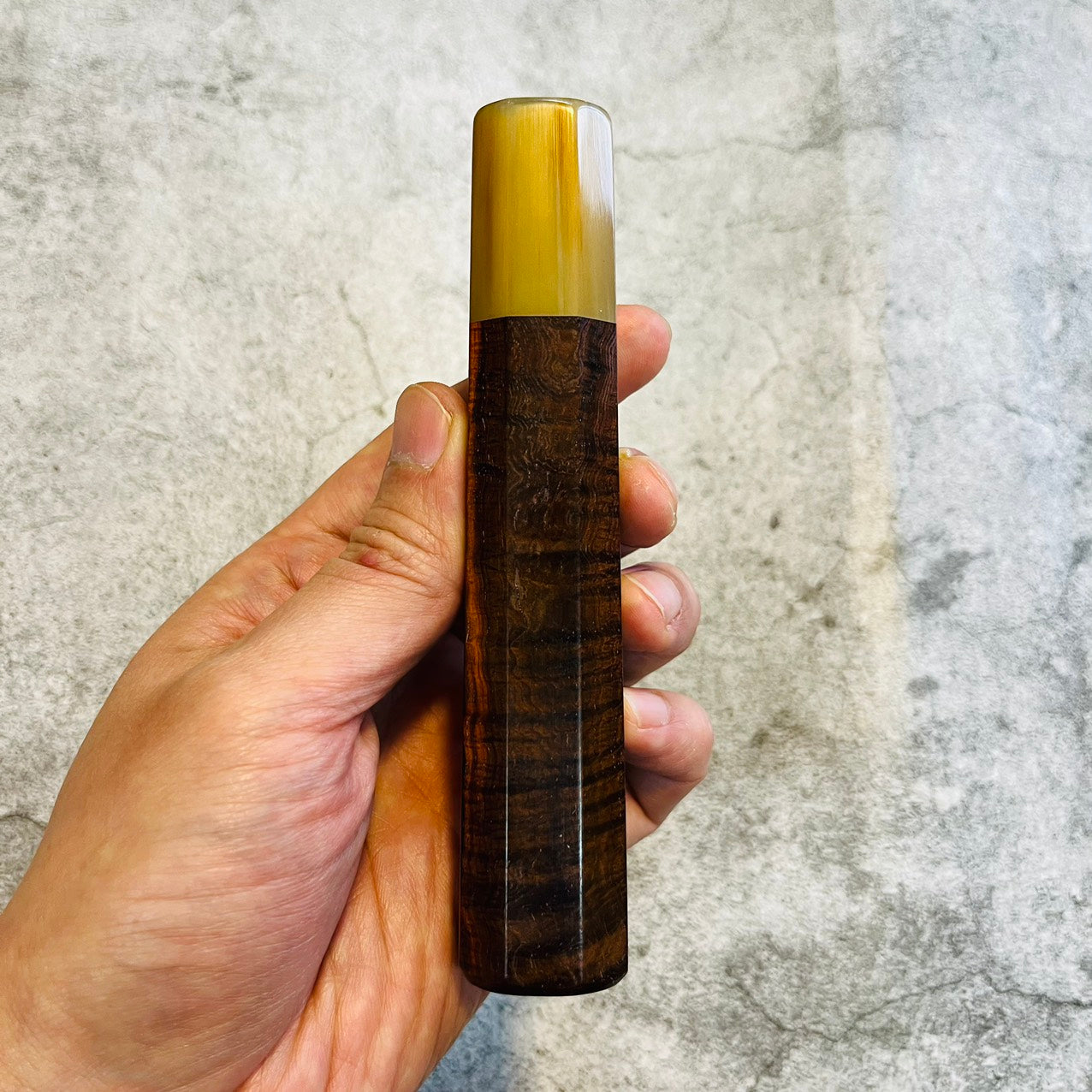 I-3 Special Curly Siamese Rosewood Wa handle with marble horn ferrule 135mm