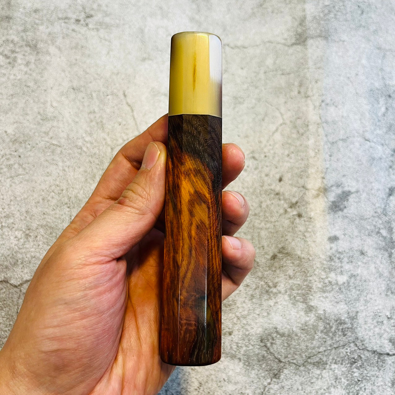 I- 6 Siamese Rosewood Wa handle with marble cream horn ferrule - 140mm