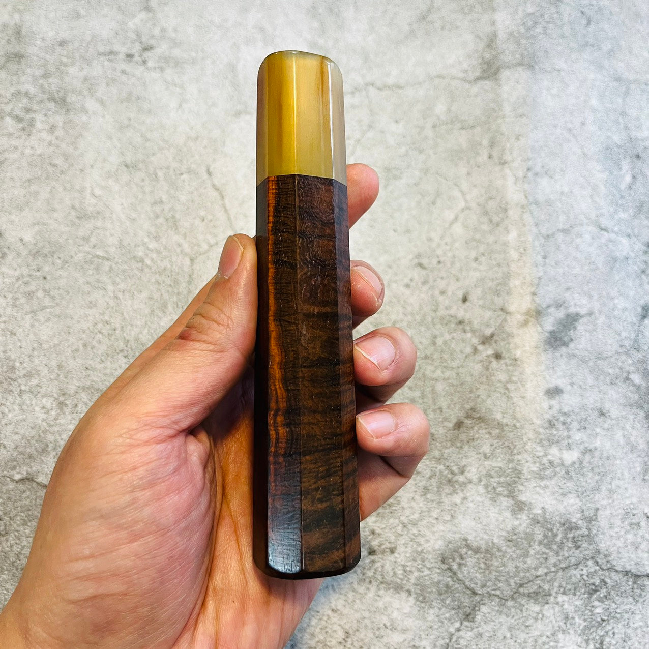 I-3 Special Curly Siamese Rosewood Wa handle with marble horn ferrule 135mm