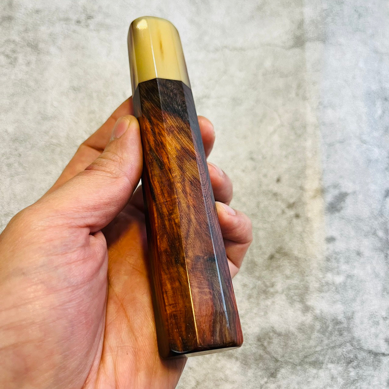 I- 6 Siamese Rosewood Wa handle with marble cream horn ferrule - 140mm