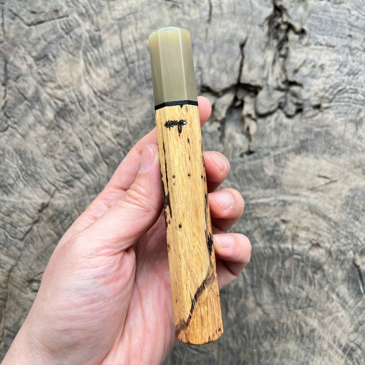 I - Rare two tone Rosewood Wa handle, white horn ferrule, Black VG10 spacer - 145mm