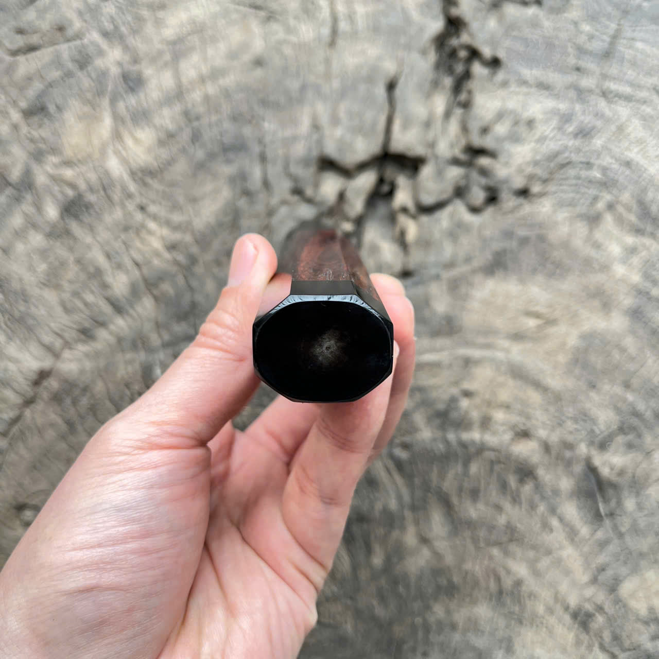 I - 11 Siam Rosewood Wa handle, Black horn ferrule and end cap - 145mm