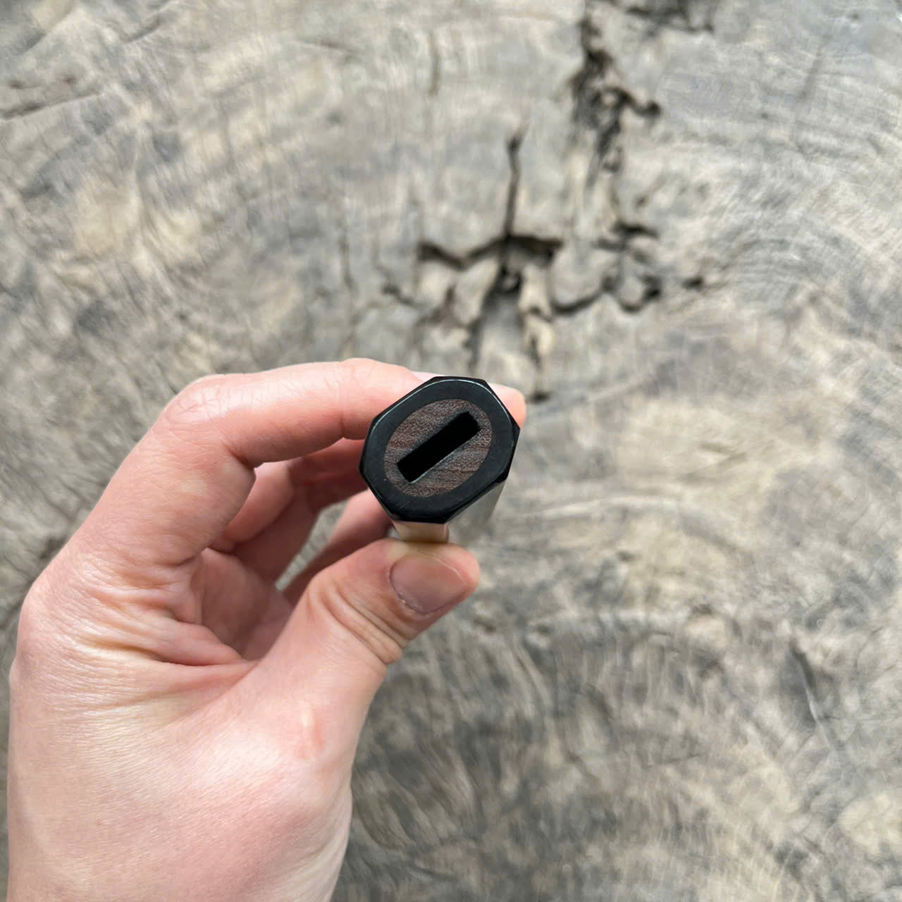 I - Gidgee wood Wa handle, black horn ferrule, end cap - 140mm