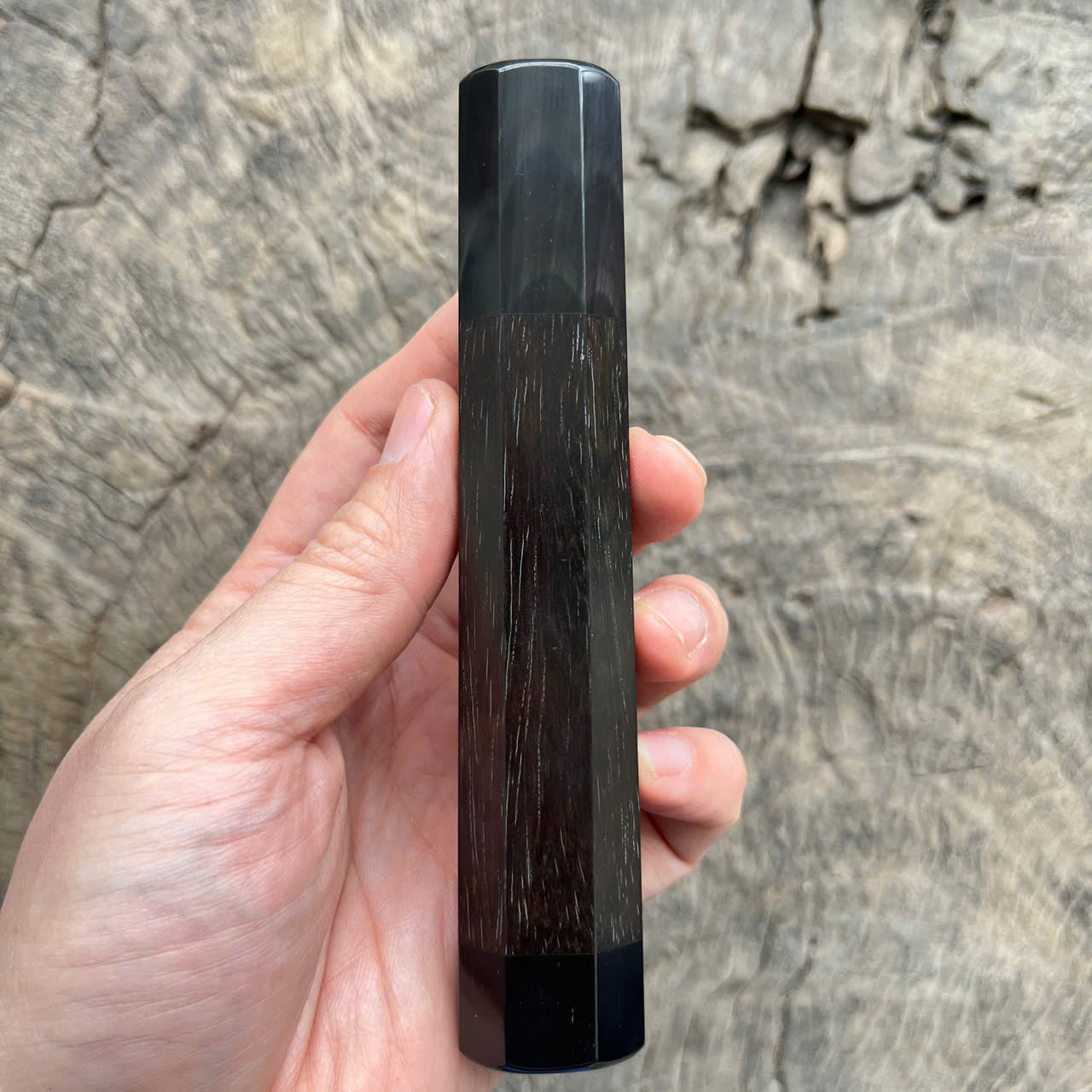 I - 8 Black Siam Rosewood Wa handle, black horn ferrule and end cap - 140mm
