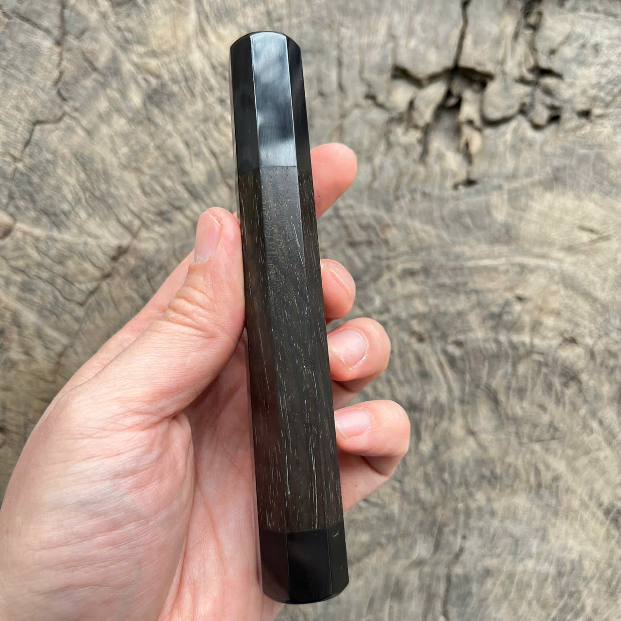 I - 8 Black Siam Rosewood Wa handle, black horn ferrule and end cap - 140mm