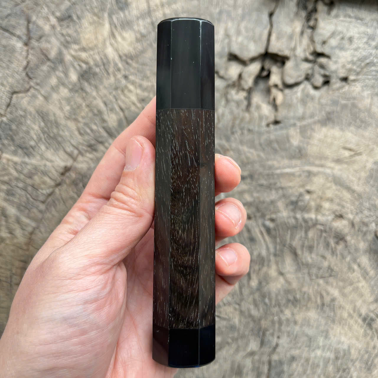 I - 8 Black Siam Rosewood Wa handle, black horn ferrule and end cap - 140mm