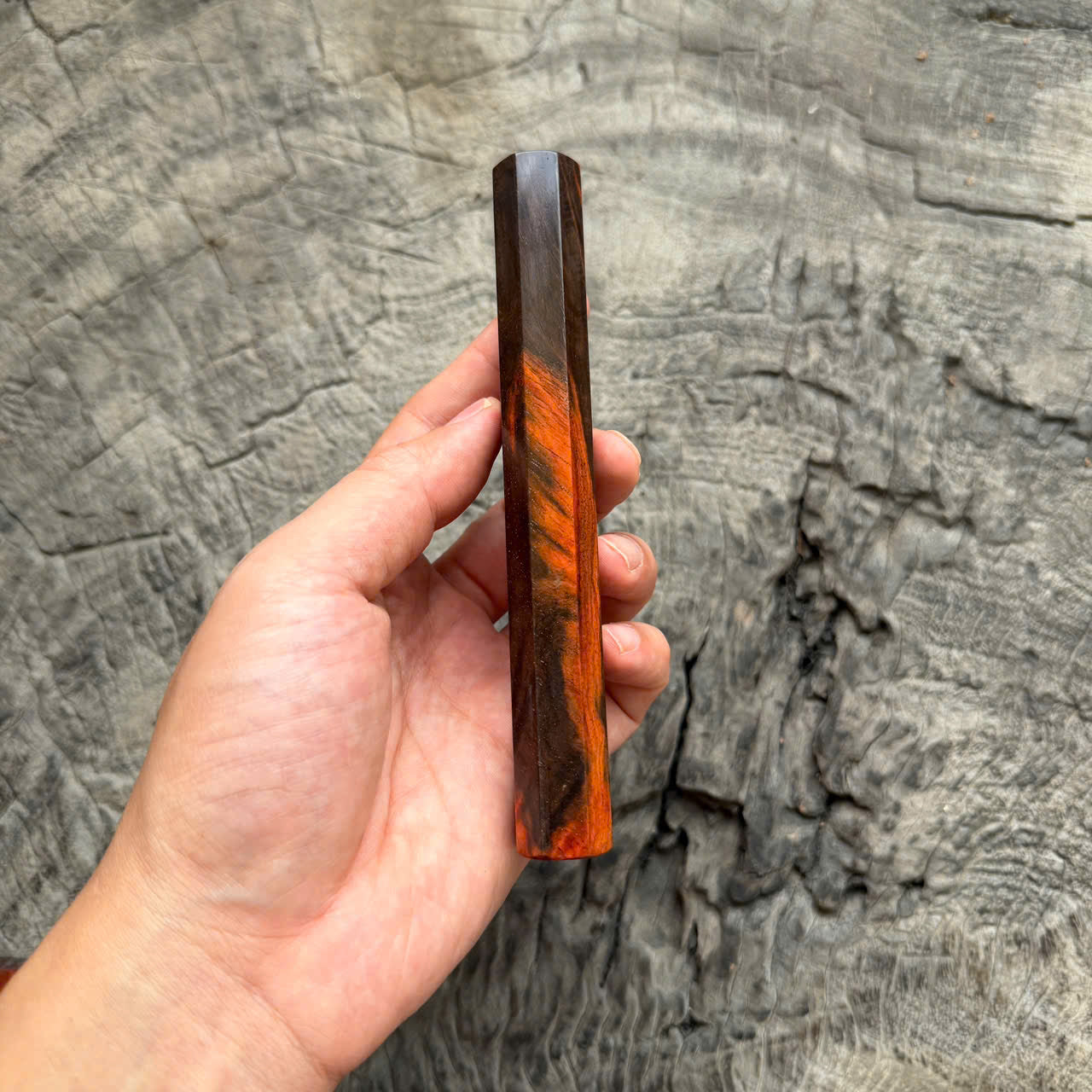 I - 1 Curly Black Red Siamese Rosewood Knife Rest, 140mm