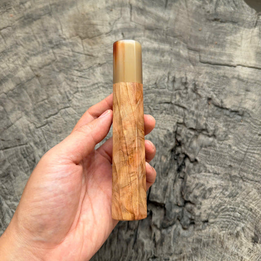 I - 6 Tamamoku Cedar Wa handle , Light Marble Horn ferrule, 145 mm handle