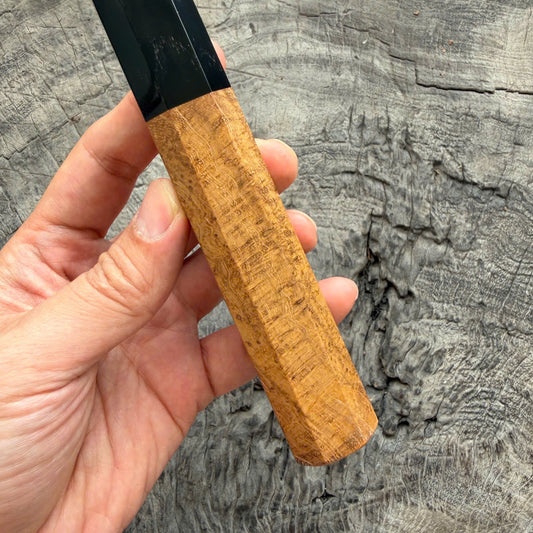 I- Teak Burl Wa Handle, Black Horn Ferrule, 135mm handle