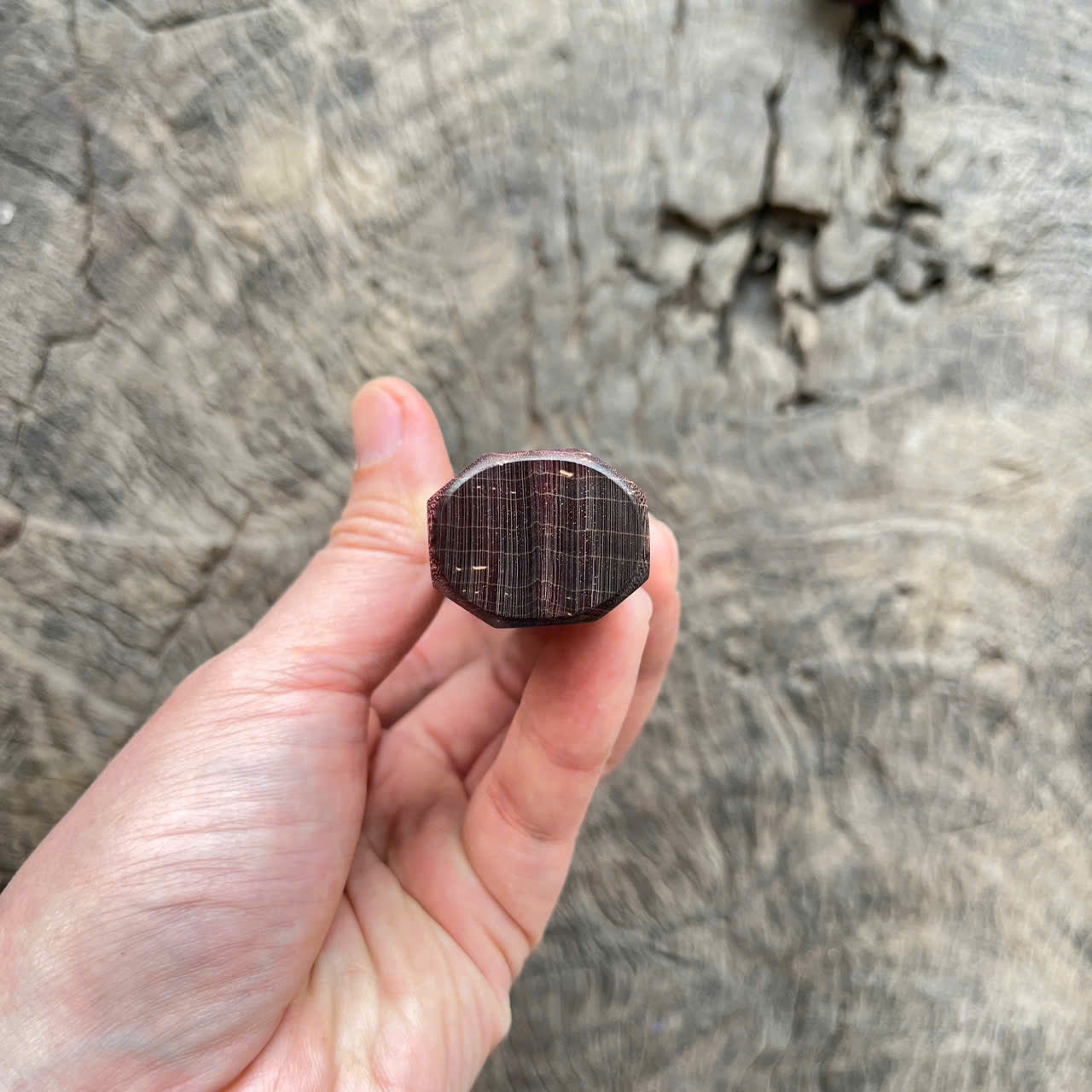 I -3 Stabilized curly wood Wa handle, Cream horn ferrule, black spacer, 145mm