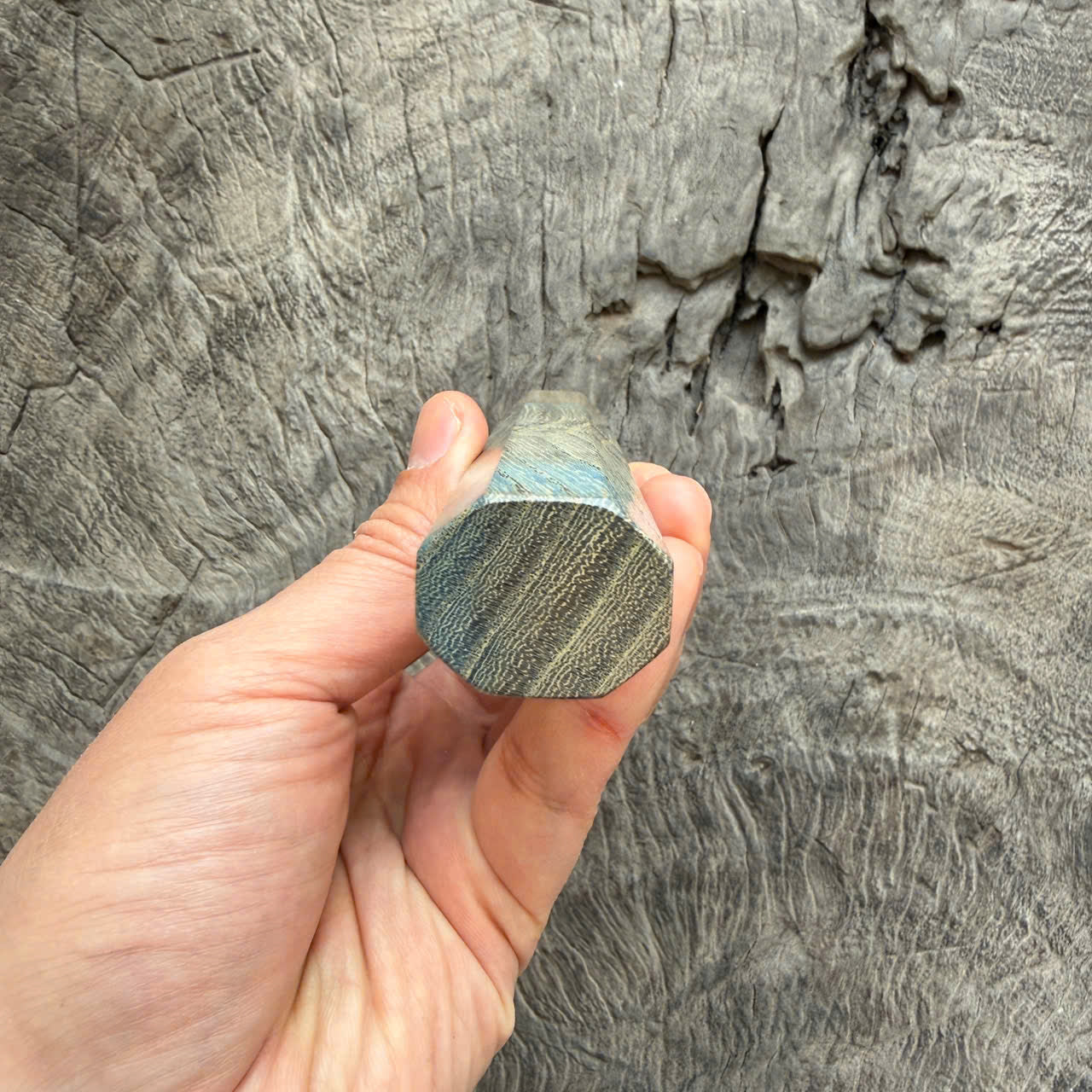 I - 2 Blue Stabilized wood Wa handle - White horn ferrule - 140 mm