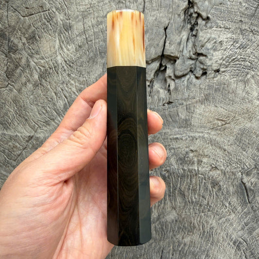 I - 9 Grained Ebony Wa handle, Marble horn ferrule - 145 mm