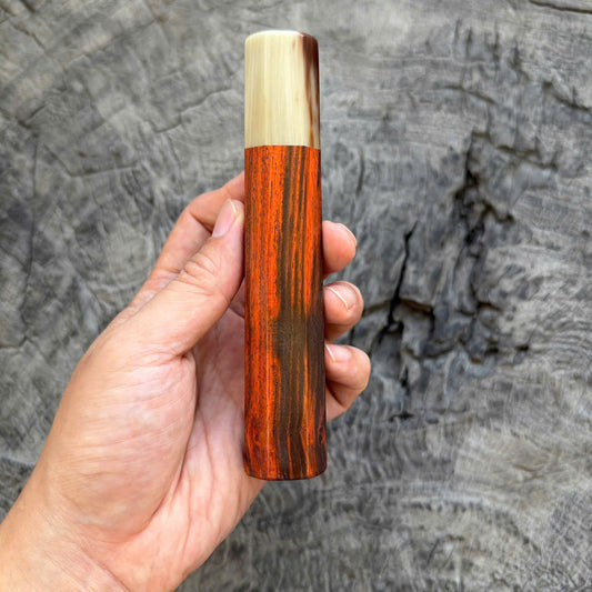 I - Cool Black Red Siamese Rosewood Wa handle, Marble Ivory Horn Ferrule, 145 mm handle