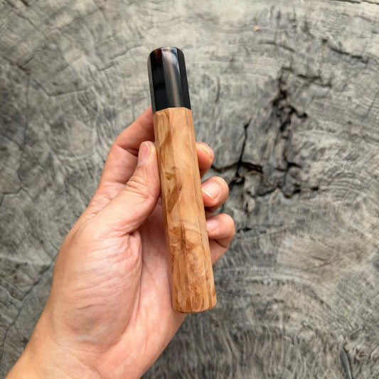 I - 16 Japanese Tamamoku Cedar Wa handle, Dark Marble Horn Ferrule, 140mm handle