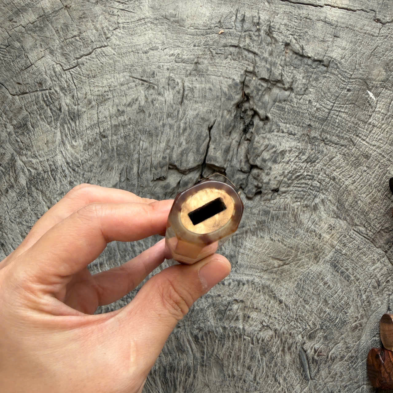 I- Amboyna burl Wa handle, Marble horn ferrule End cap, Nickel Spacer, 145 mm for Yana