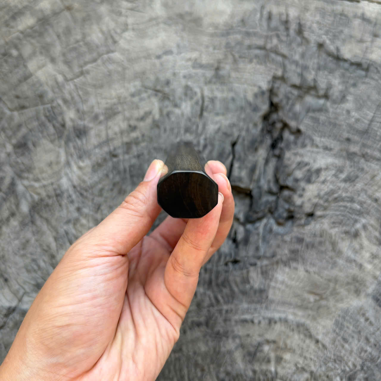 I- 21 Beautiful Ebony Wa handle, Super Dark Marble Horn Ferrule, 135mm handle
