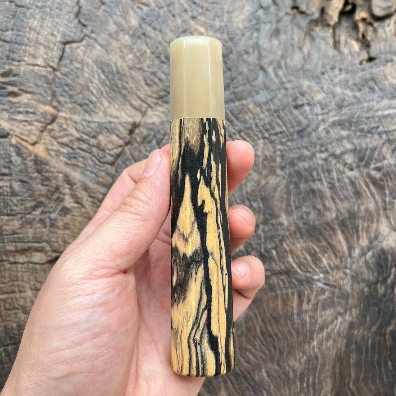 I - 2 Black white Ebony Wa handle with white horn - 140mm