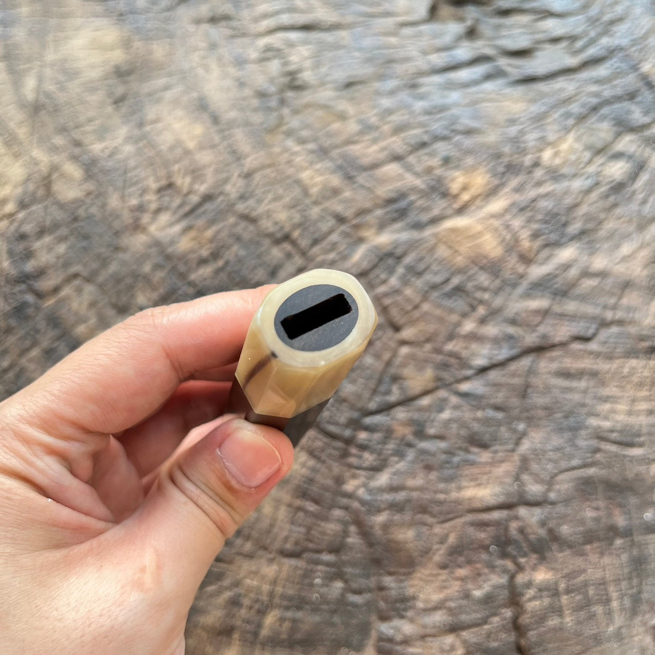 I- 8 Ebony Wa handle with marble horn - 130mm