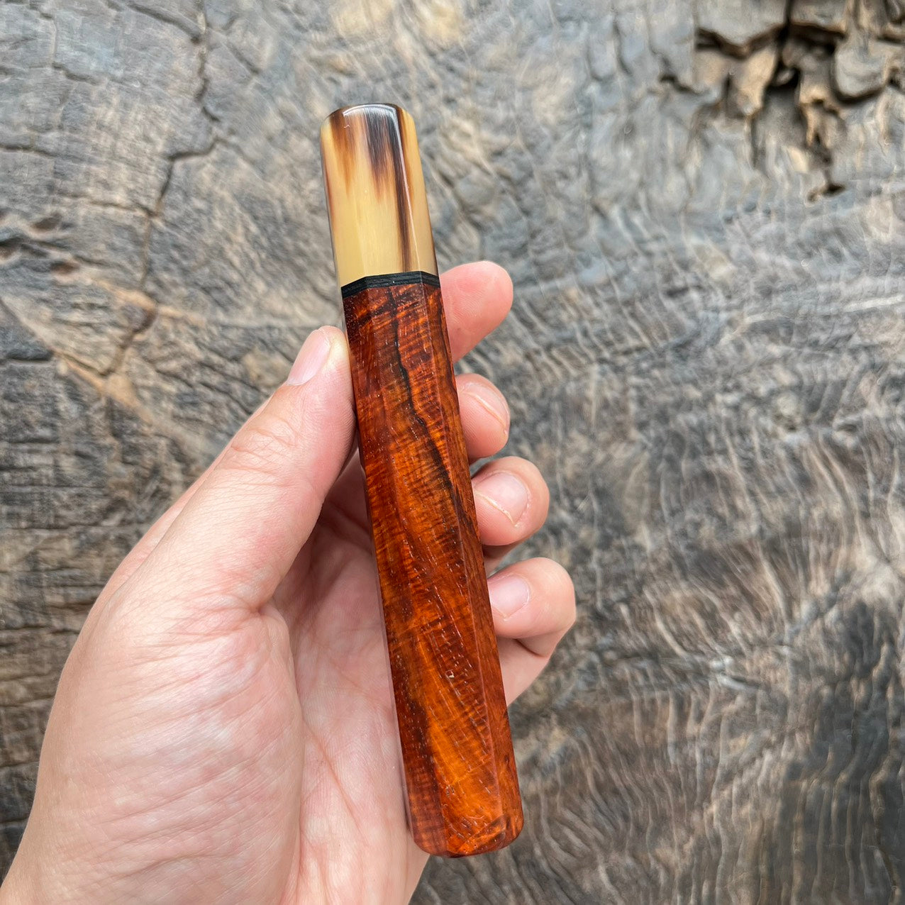I- 3 Rare Siam Rosewood Wa handle with marble horn ferrule, black G10 spacer - 135mm
