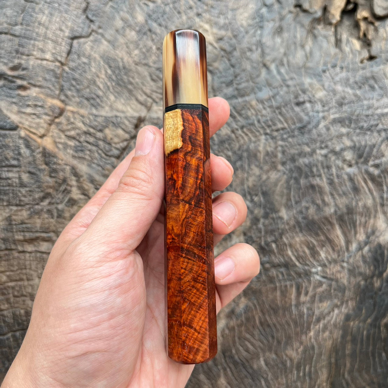 I- 3 Rare Siam Rosewood Wa handle with marble horn ferrule, black G10 spacer - 135mm