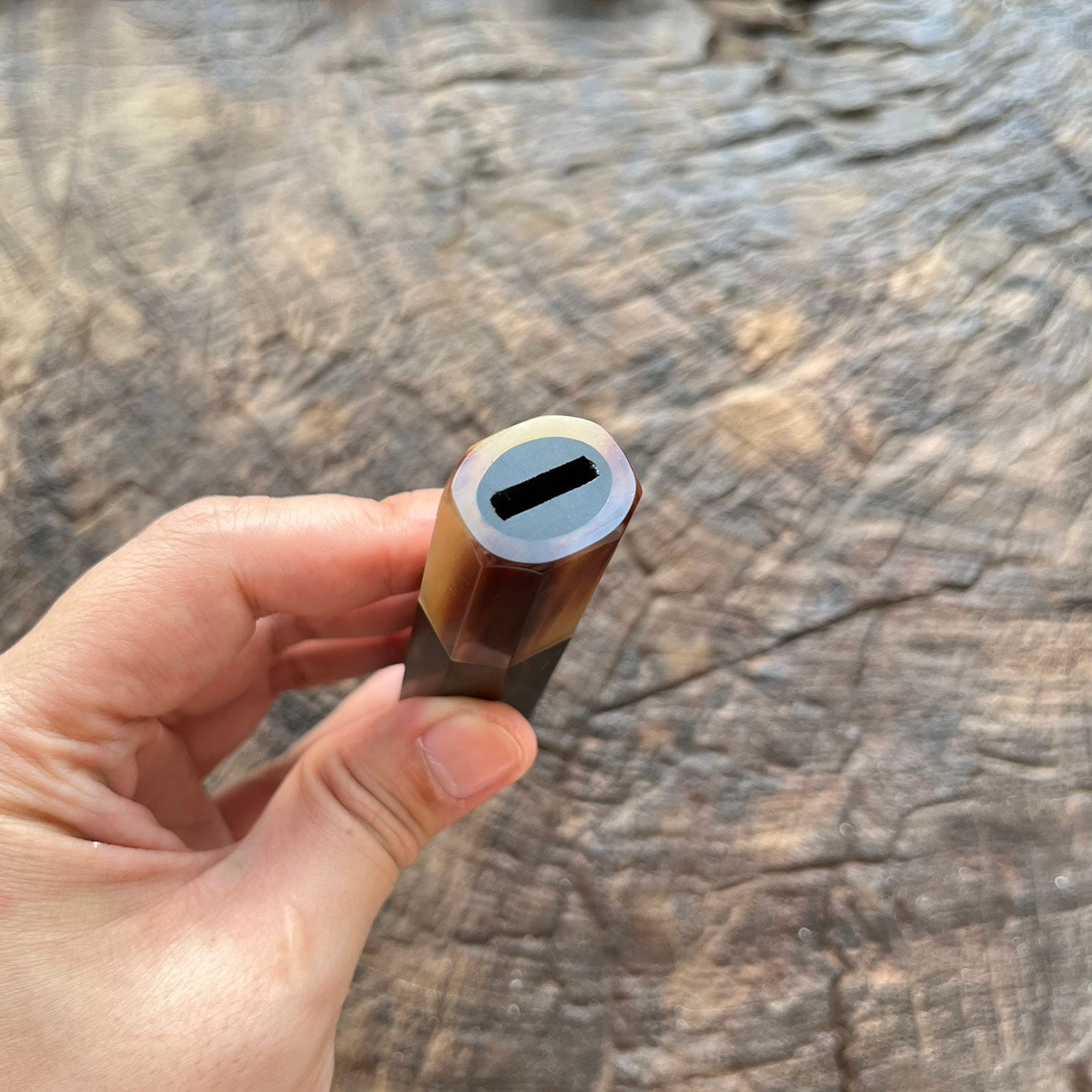 I- 13 Ebony Wa handle with marble horn ferrule- 135mm