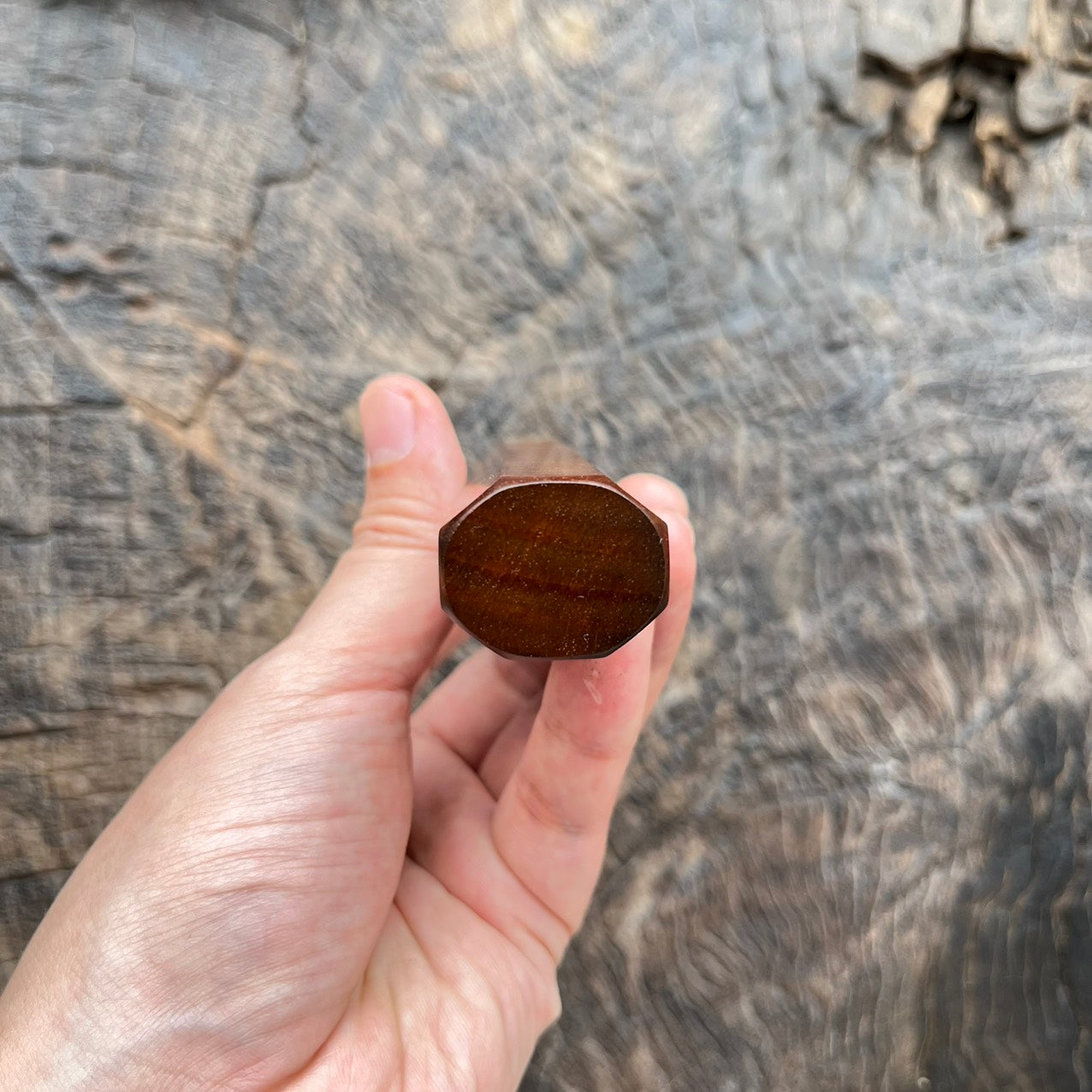 I -Coffee Curly Red Siam Rosewood Wa handle with marble horn - 145mm