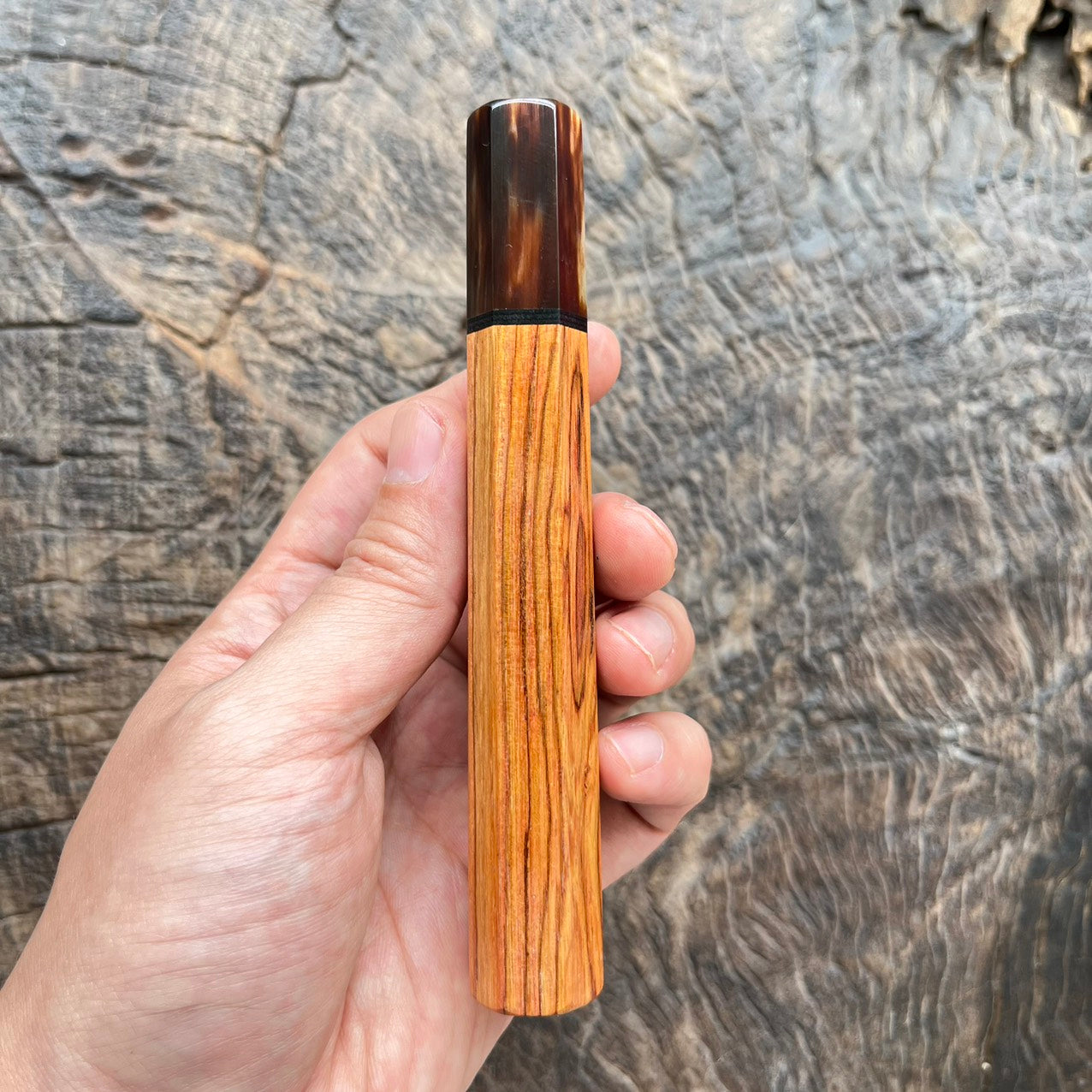 I- Huanghuali wood Wa handle with marble horn ferrule, black G10 spacer - 135mm