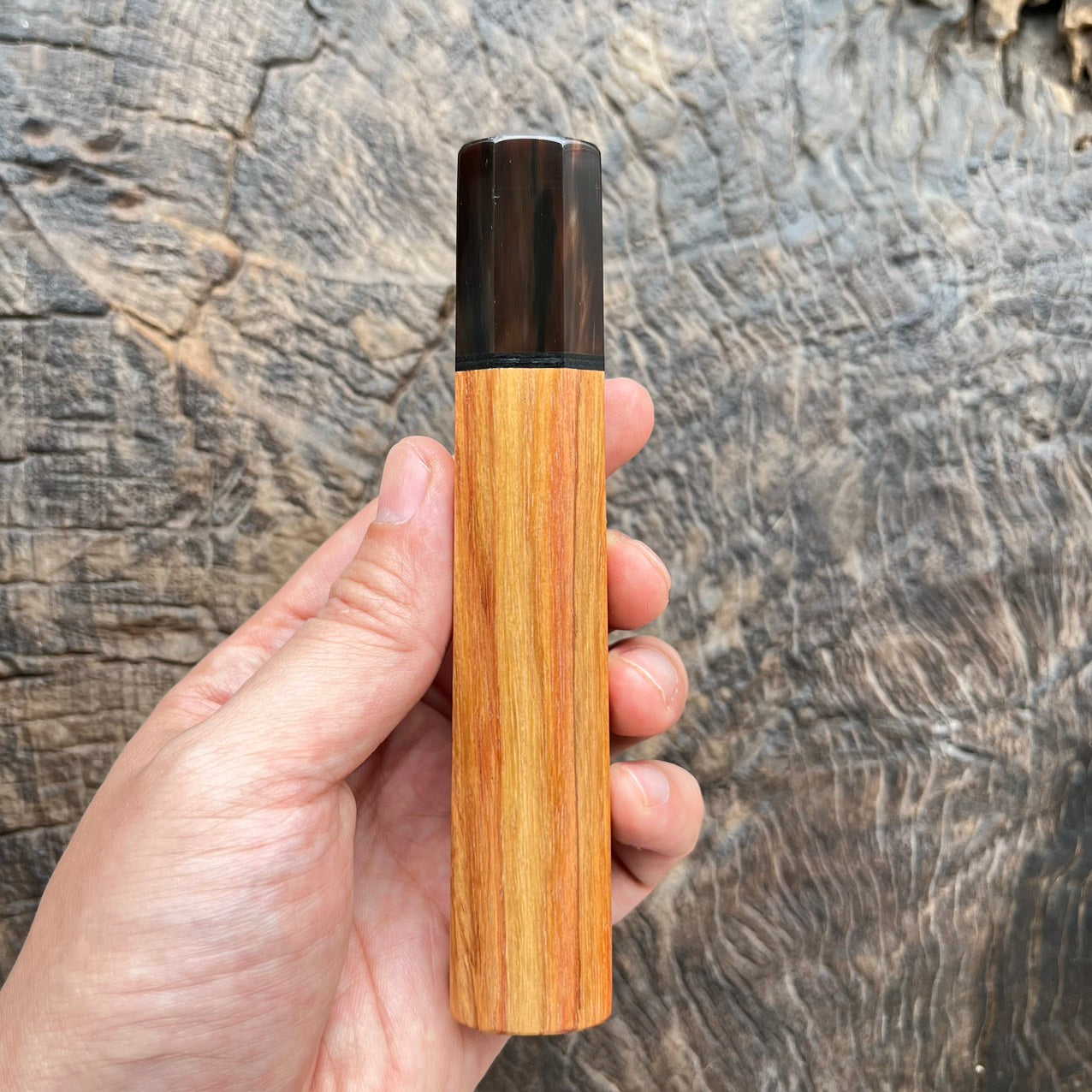 I- Huanghuali wood Wa handle with marble horn ferrule, black G10 spacer - 135mm