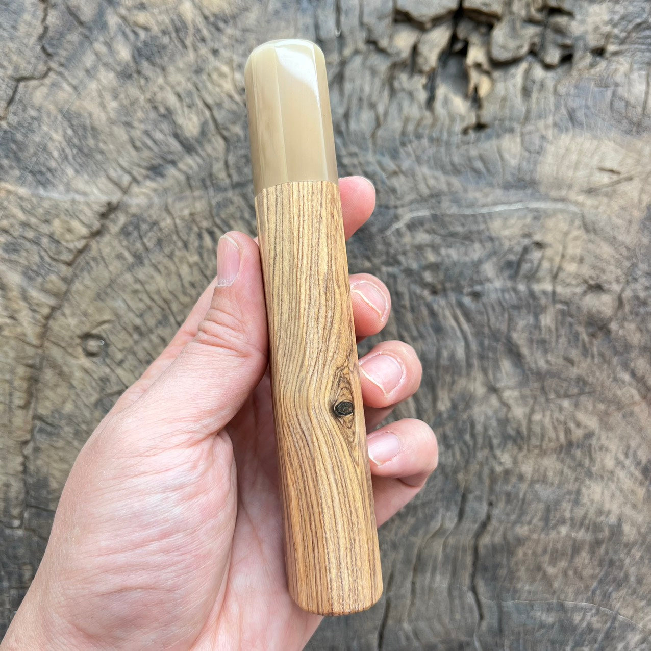 I - Antler wood Wa handle with white horn- 145mm