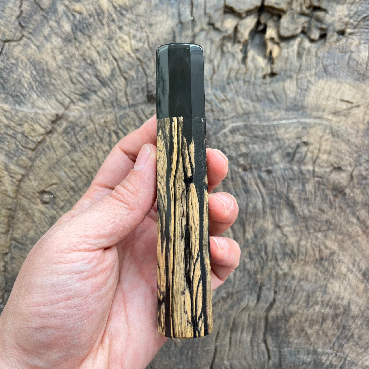 I- 3 Black White Ebony Wa handle with black horn ferrule - 135mm