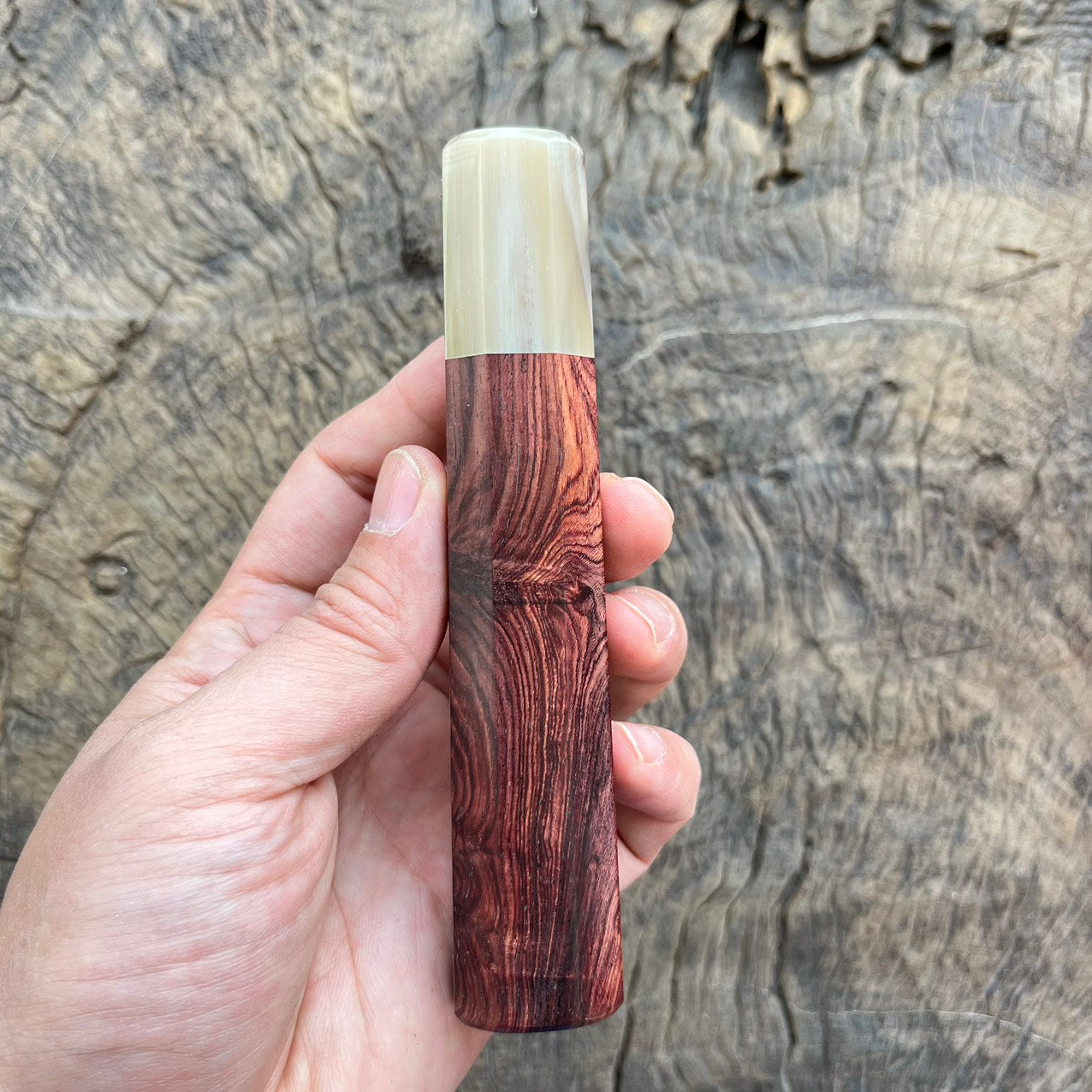 I- 5 Purple curly Rosewood Wa handle with black horn ferrule - 135mm