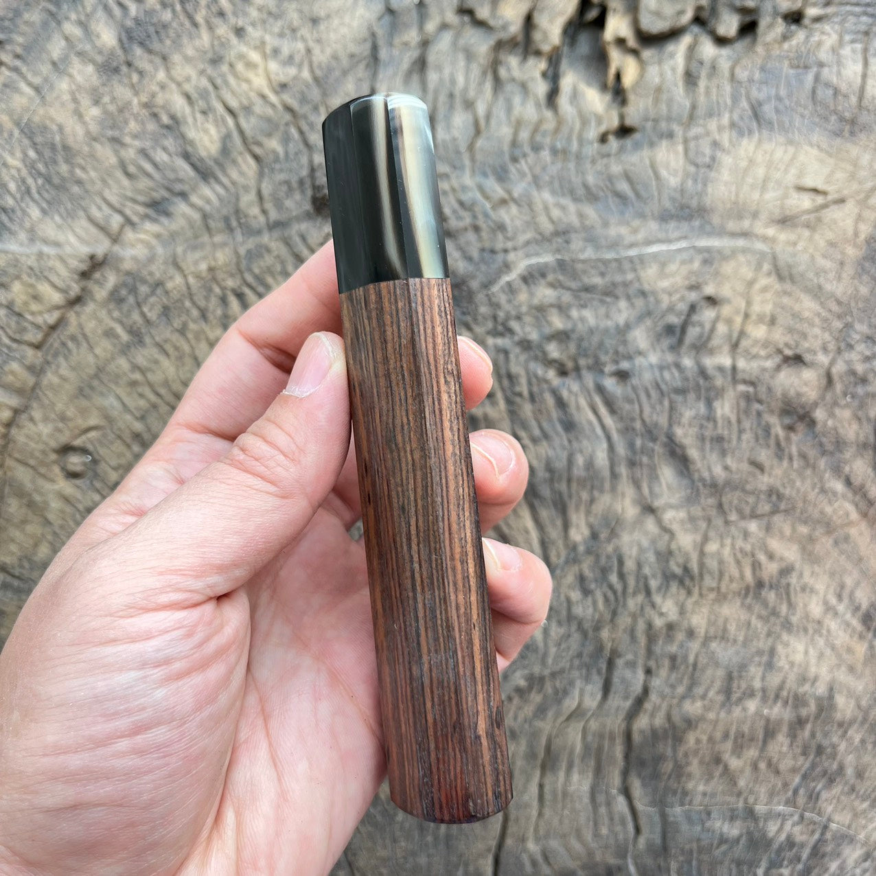 I- 5 Ebony Wa handle with white black horn ferrule - 135mm