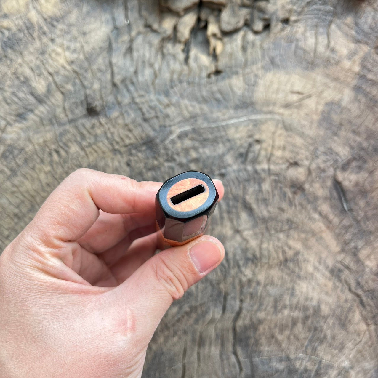 I-6 Amboyna burl Wa handle with black ferrule - 135mm