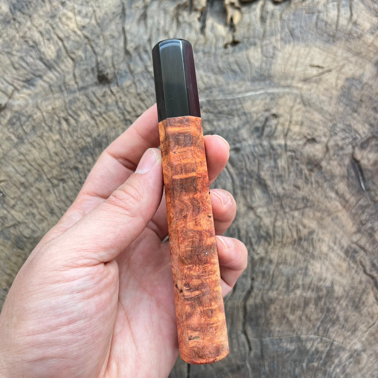 I-6 Amboyna burl Wa handle with black ferrule - 135mm