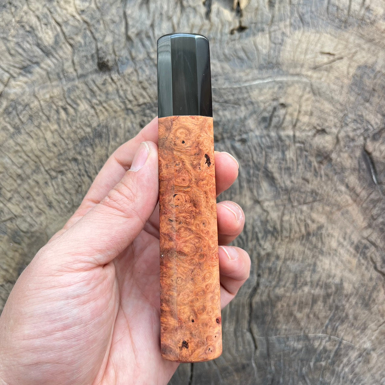 I-6 Amboyna burl Wa handle with black ferrule - 135mm