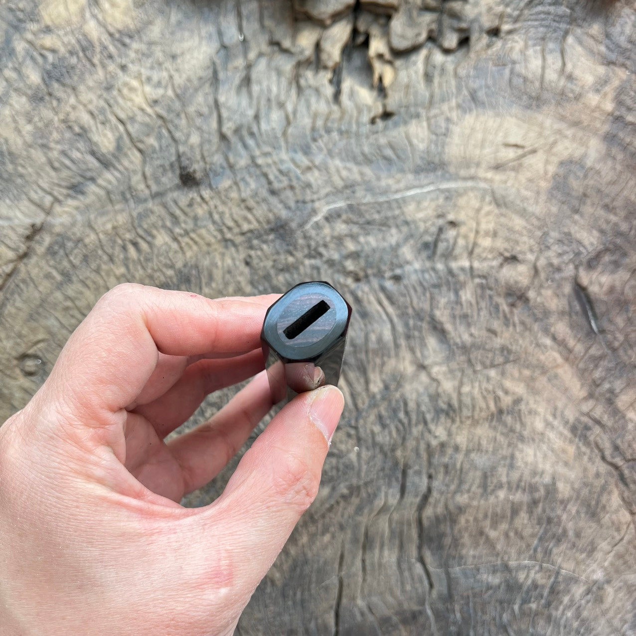 I- 3 Cross grain Ebony Wa handle with black horn ferrule - 135mm
