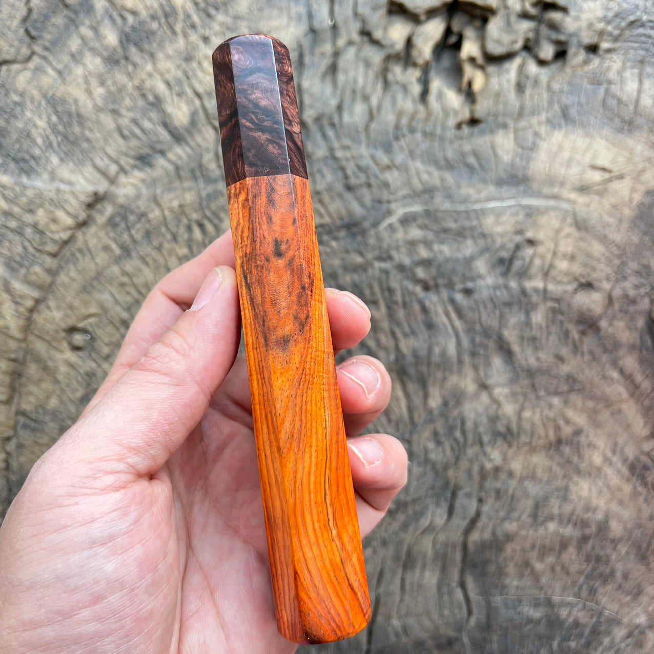 I - Orange Curly Siam Rosewood with Burl Rosewood ferrule - 145mm