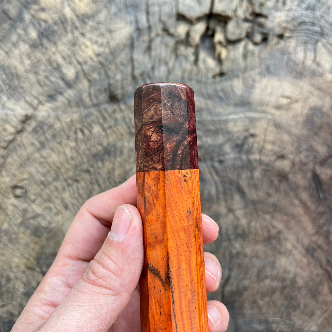 I - Orange Curly Siam Rosewood with Burl Rosewood ferrule - 145mm