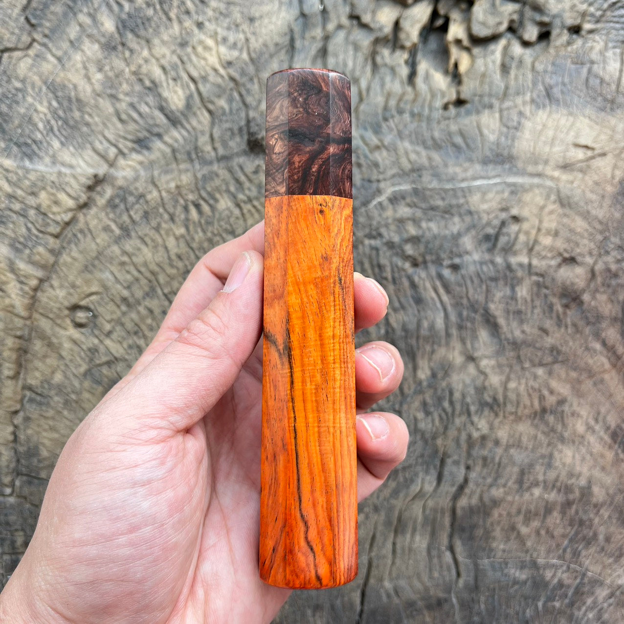 I - Orange Curly Siam Rosewood with Burl Rosewood ferrule - 145mm
