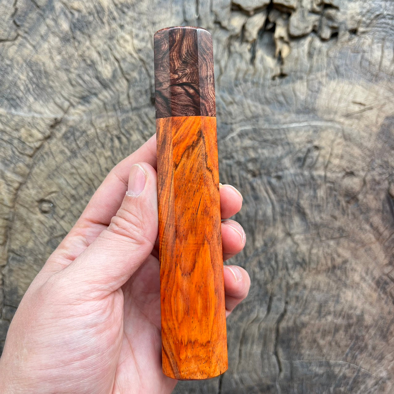 I - Orange Curly Siam Rosewood with Burl Rosewood ferrule - 145mm