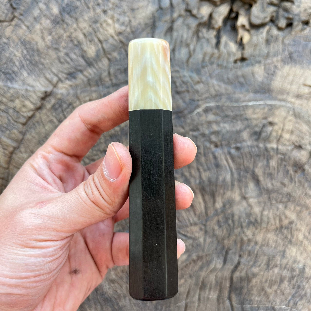 I - 17 Ebony Wa handle with Ivory horn - 120mm for petty