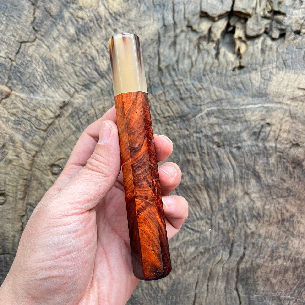 I - 4 Quilted Red Siam Rosewood Wa handle with marble - 145mm