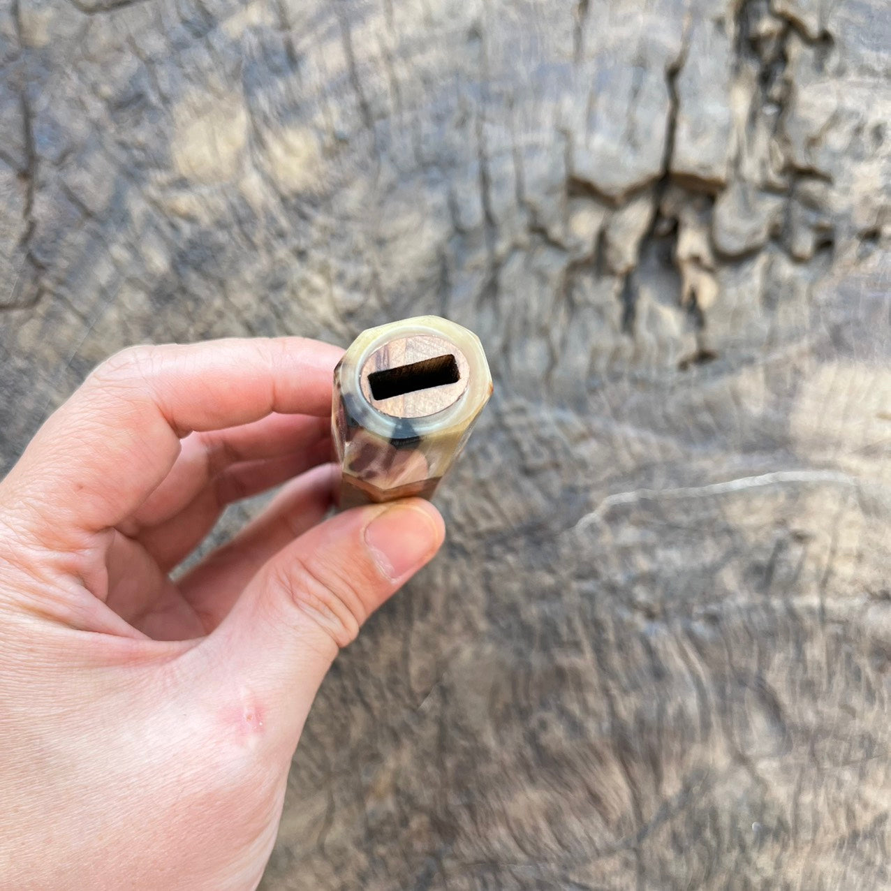 I- Thuya burl Wa handle with marble horn - 140mm