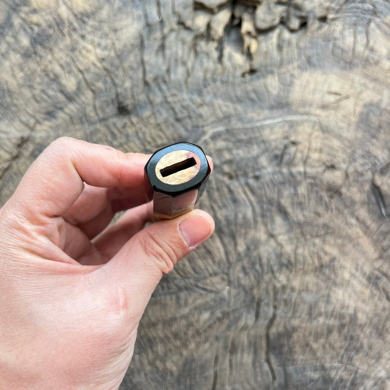 I- White Amboyna burl Wa handle with black horn ferrule - 135mm